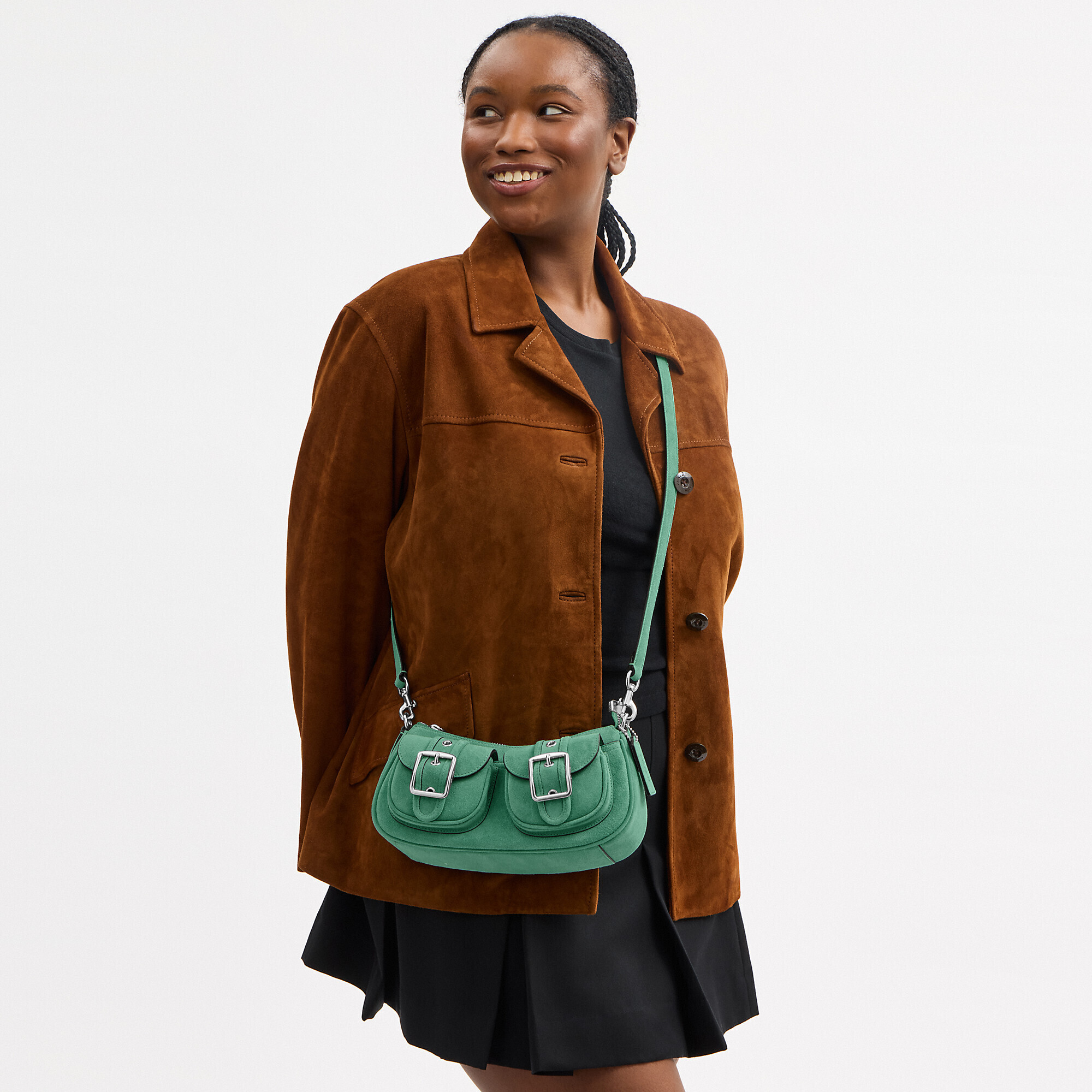 Coach Ashton Bag Suede Green Purse Casual Cute